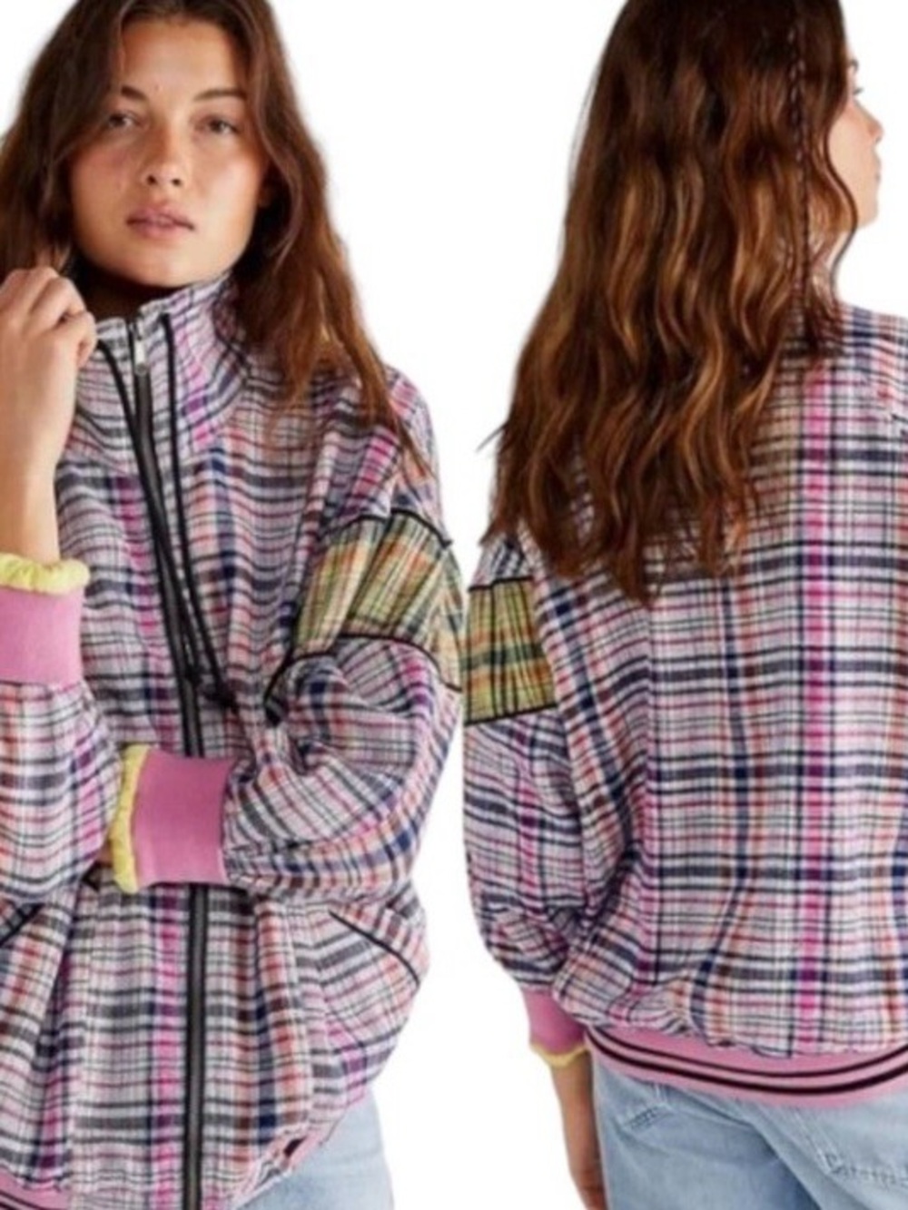 Free People We the Free Penny Track Plaid Jacket Size XS Oversized